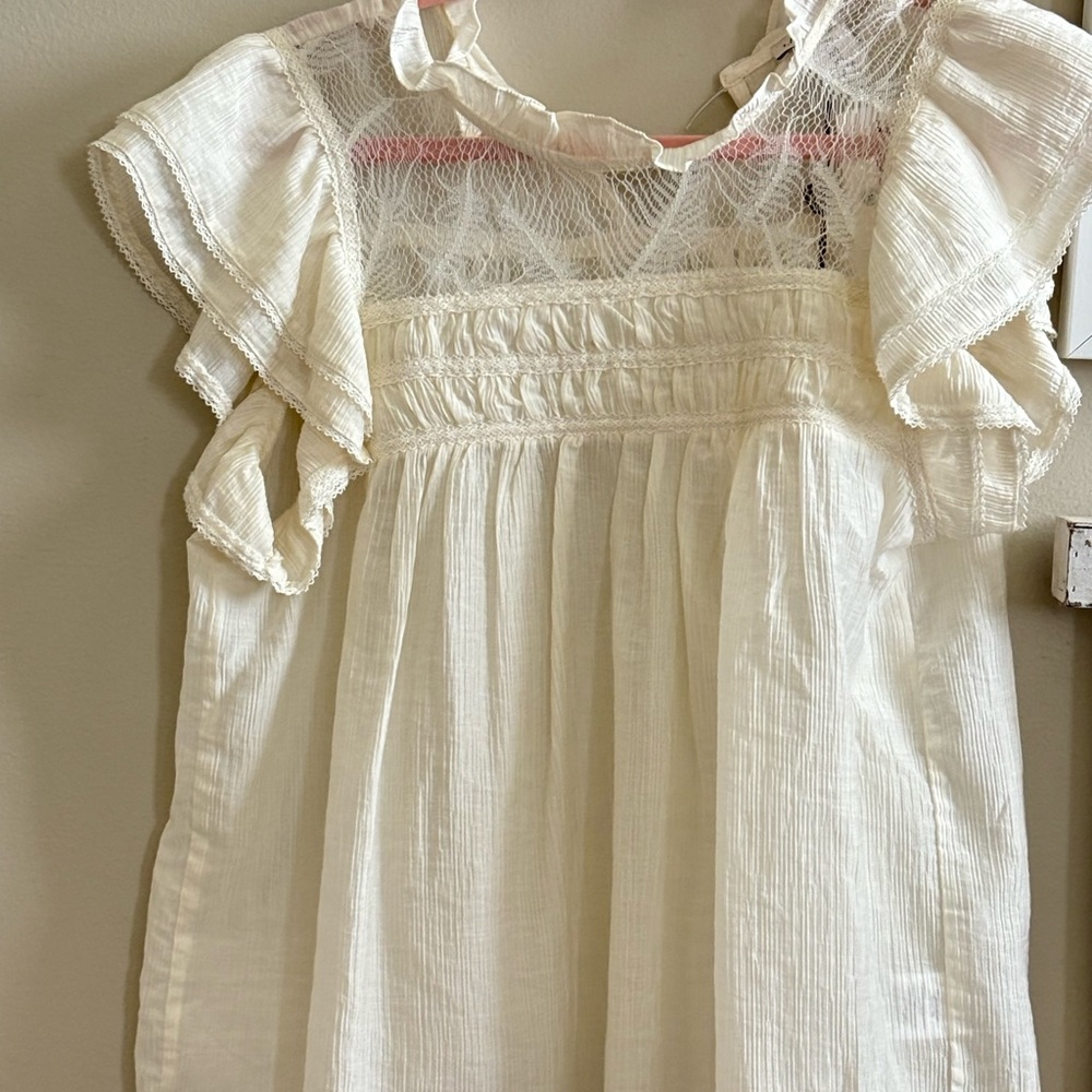 Laura Ashley Cream Blouse with Lace Details